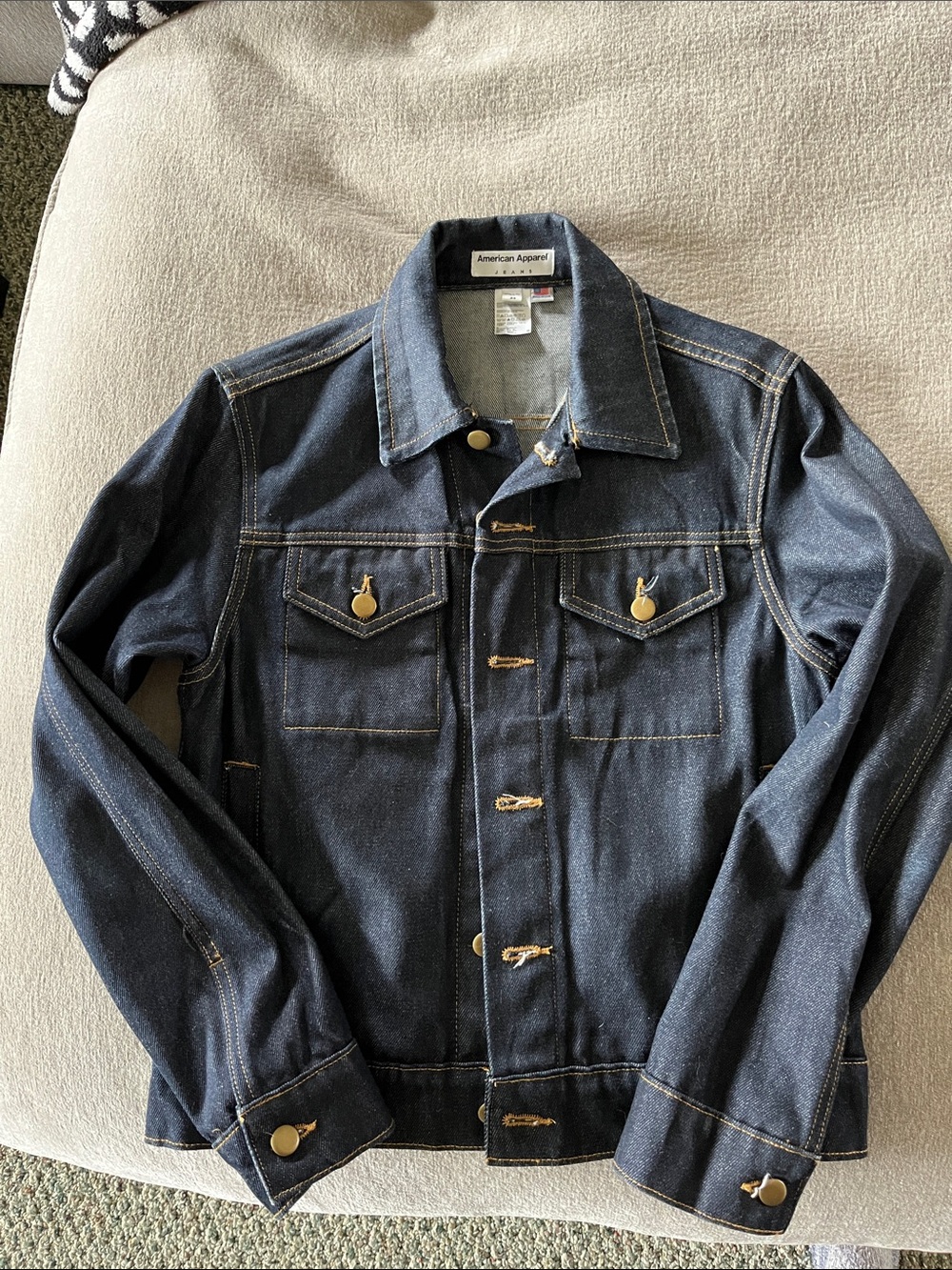 American Apparel unisex indigo denim jacket size xs 100% cotton